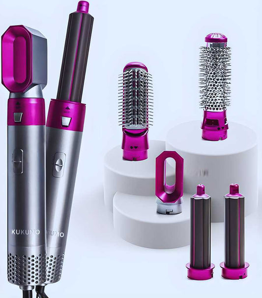 5 in 1 Multifunctional Hair Dryer Styling Tool, Detachable 5-in-1 Multi-Head Hot Air Comb, The Negative Ion Automatic Suction Hair Curler