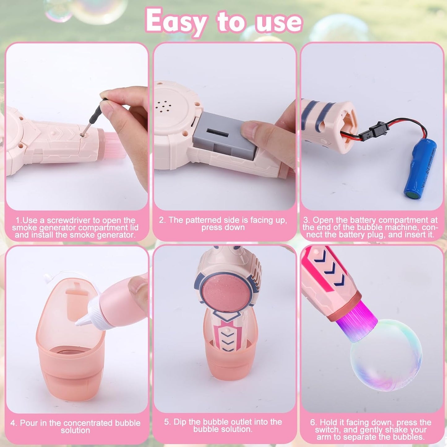 AIERSA Magic Smoke Bubble Wand Machine with Lights & Gloves – Colorful Bubble Maker Toy for Kids & Adults