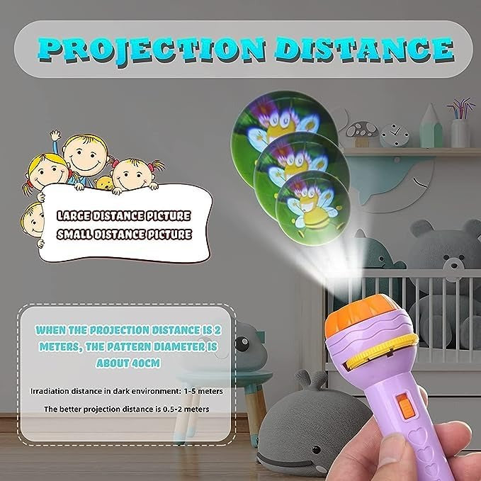 Kids Mini Projector Torch Toy – 48 Pattern Slide Flashlight (Educational & Night Light)